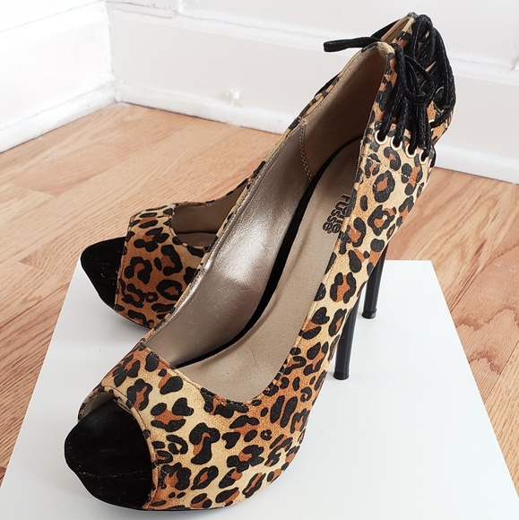 Charlotte Russe Shoes - Charlotte Russe Leopard Corset Peep Toe Heel, Sz 8